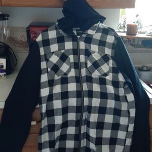 Zip up long jacket with hood